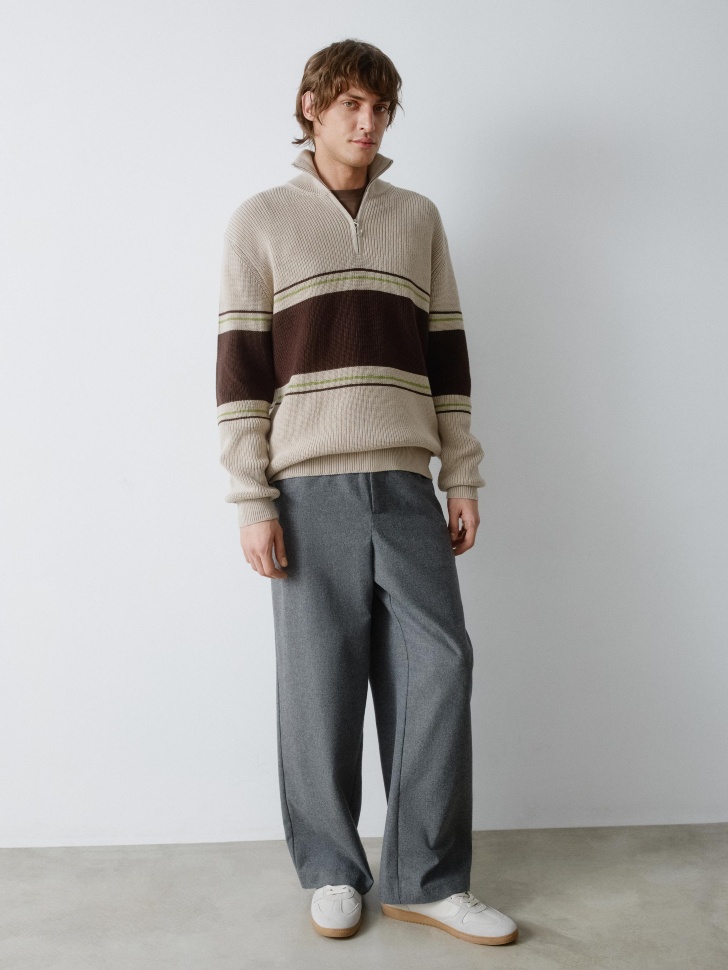 вязаный джемпер с воротом на молнии 4610517247322 по акции