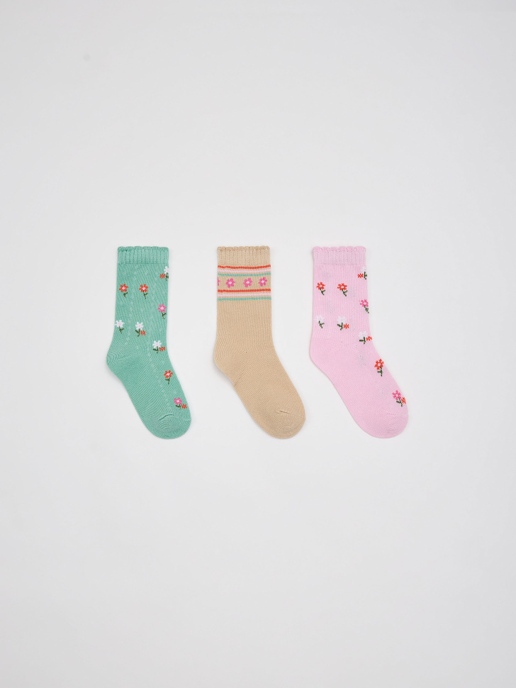 Набор из 3 пар носков для девочек (принт, 18-20) sela 4680168539169 - фото 1