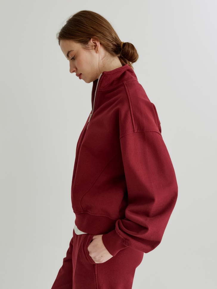 свитшот с высоким воротником на молнии из россии вид сбоку