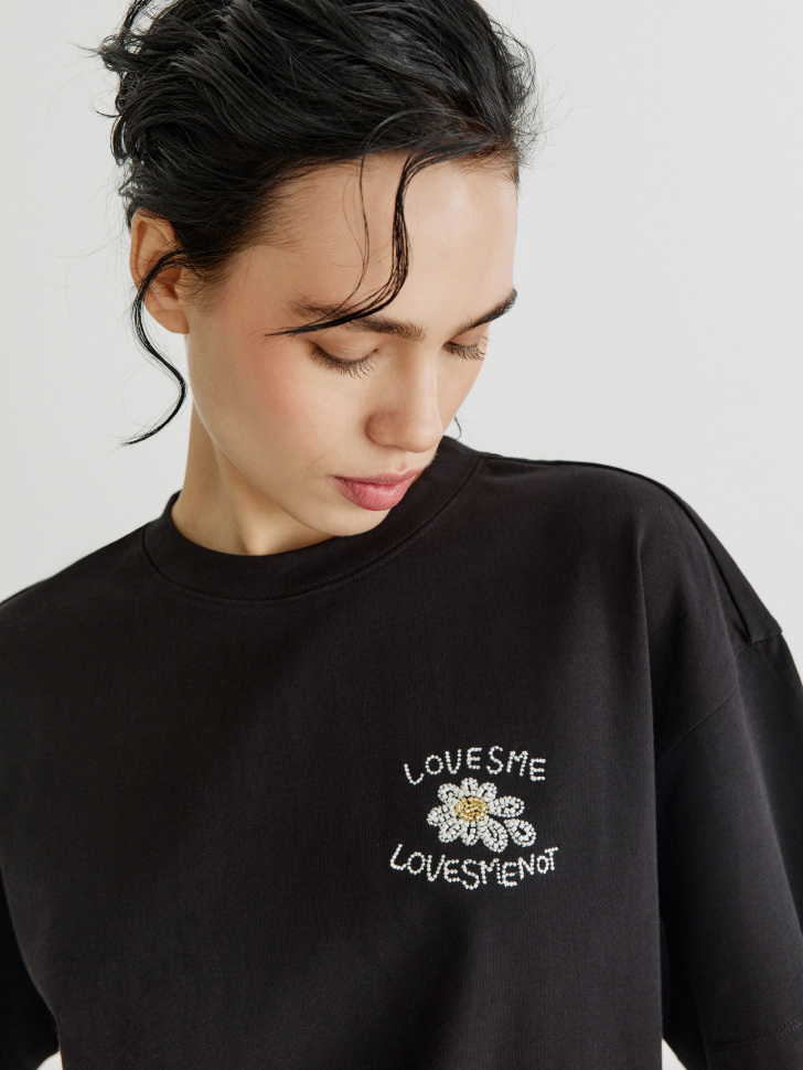 футболка оверсайз с вышивкой по цене 1299 руб вид справа