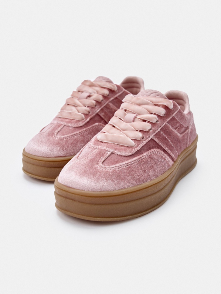 бархатные кеды на платформе для девочек от бренда sela вид слева