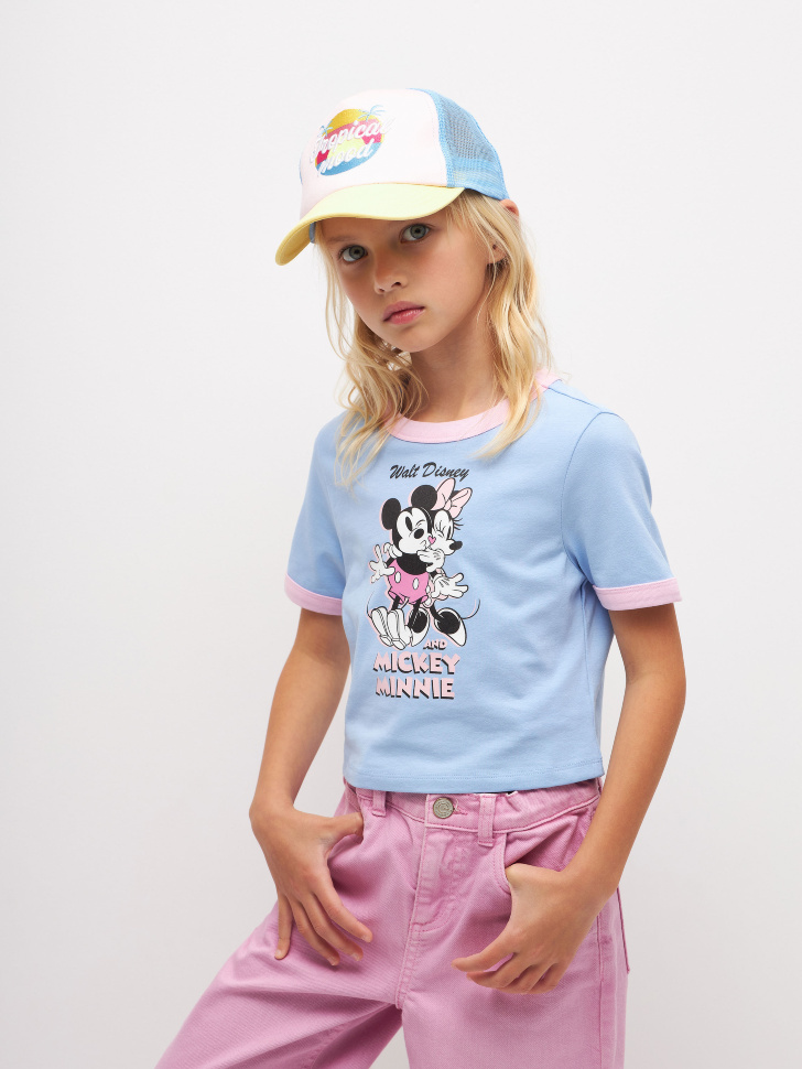 Футболка с принтом Disney Mickey Mouse для девочек (голубой, 122) sela 4680129758455 - фото 1
