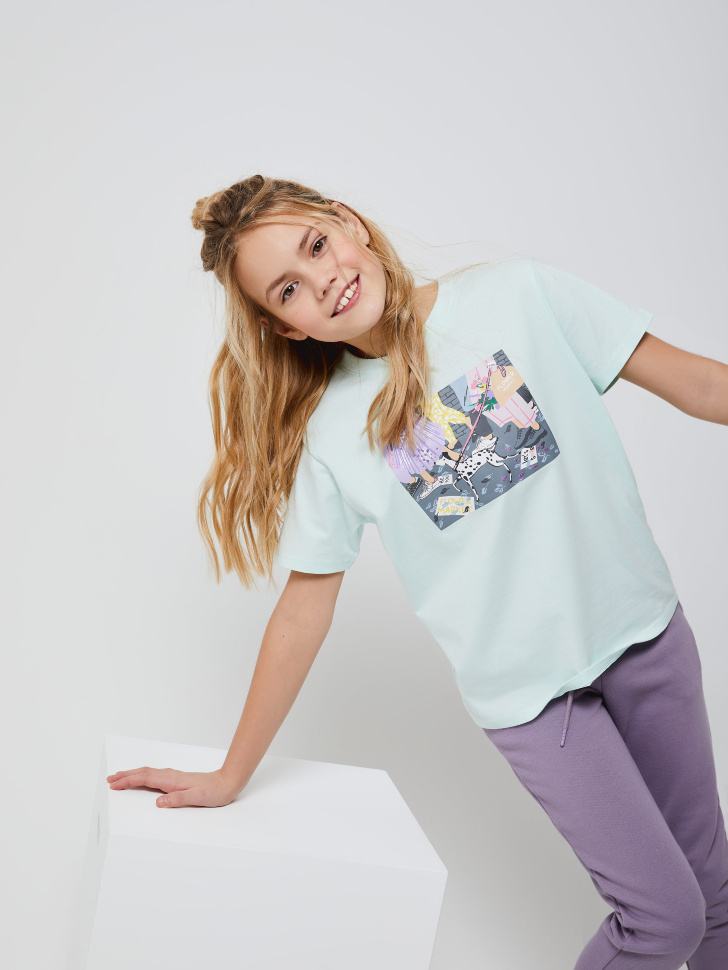 

Футболка с принтом для девочек, Зеленый