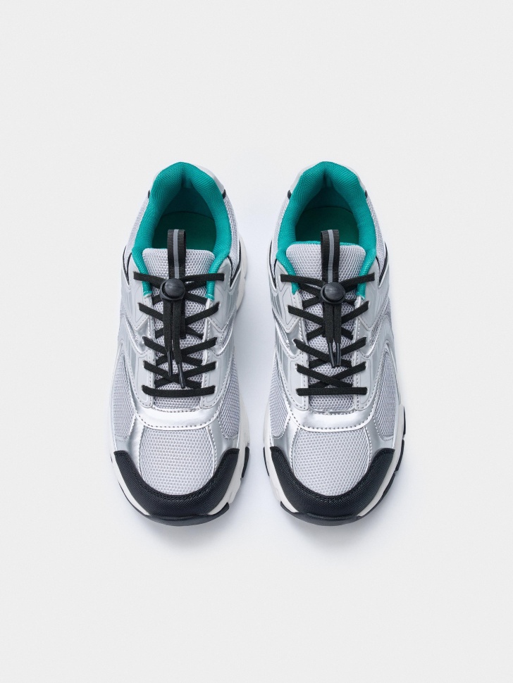 комбинированные кроссовки для мальчиков из кожи спереди