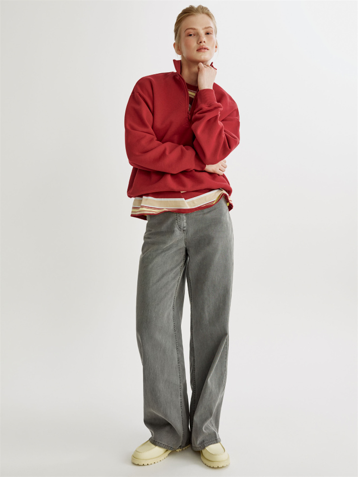 прямые брюки со стиркой из мягкого тенселя и хлопка 4610517489463 фотография