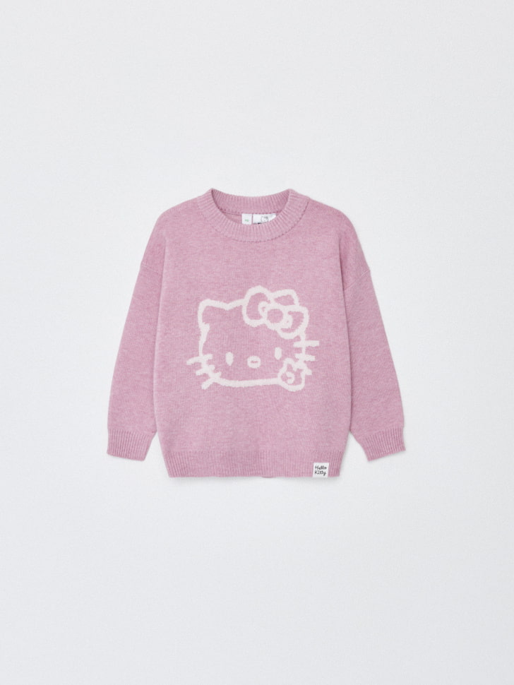Джемпер оверсайз с принтом Hello Kitty для девочек. Фото №3