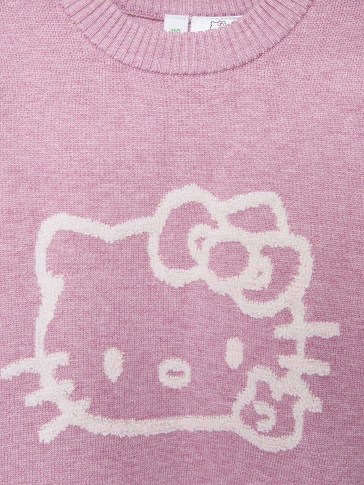 Джемпер оверсайз с принтом Hello Kitty для девочек. Фото №6