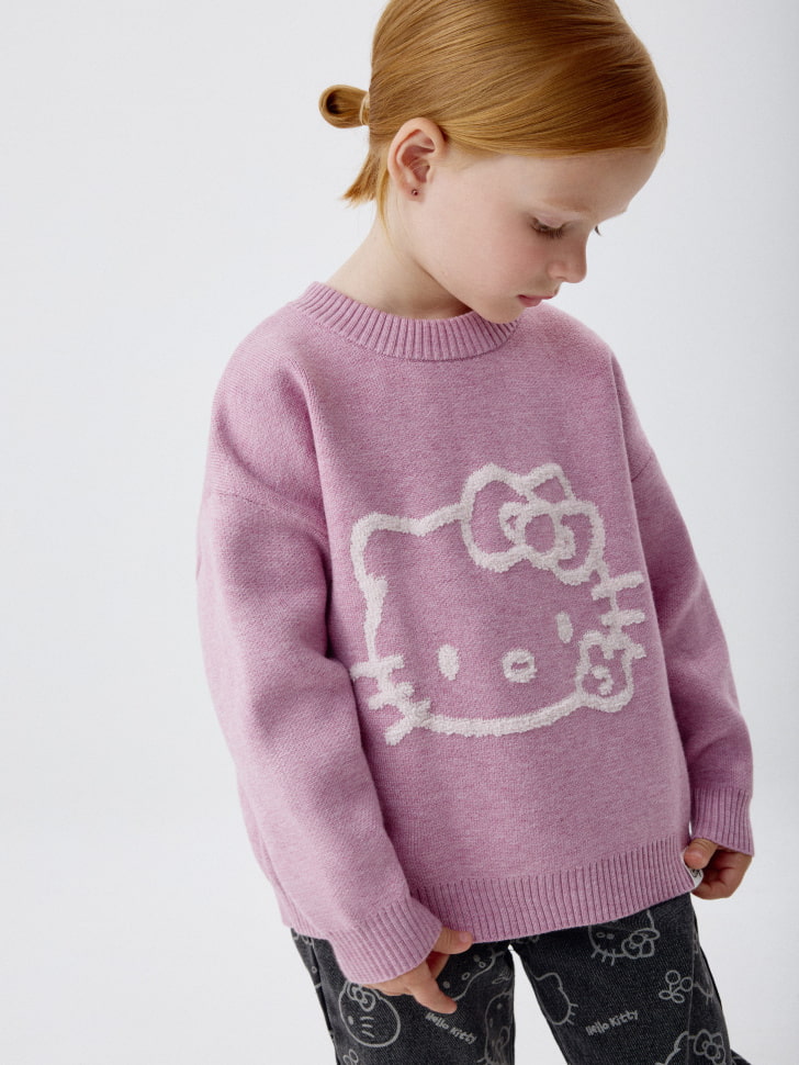 Джемпер оверсайз с принтом Hello Kitty для девочек