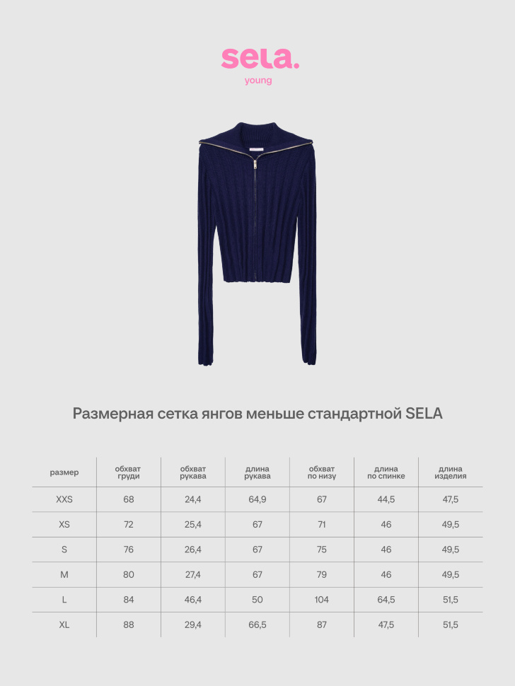 Вязаный джемпер на молнии из линейки SELA Young. Фото №5