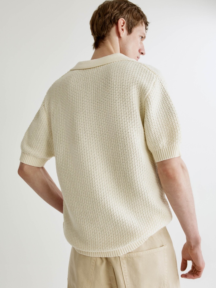 вязаное поло с коротким рукавом из россии вид сбоку