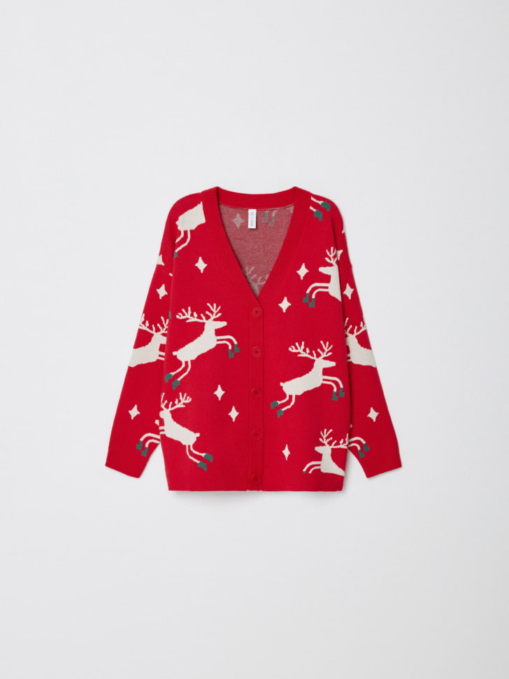 вязаный кардиган с жаккардовым принтом для девочек 4610517140777 с промокодом