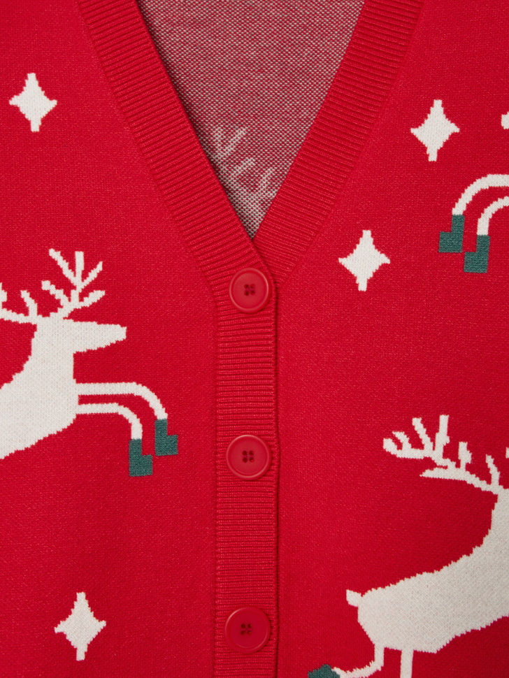 вязаный кардиган с жаккардовым принтом для девочек 4610517140777 по низкой цене