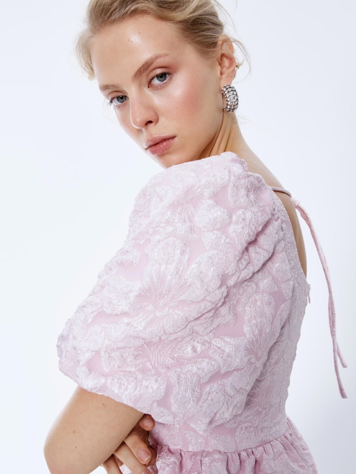 блуза из тафты с жаккардовым принтом 4610517023230 в интернет магазине