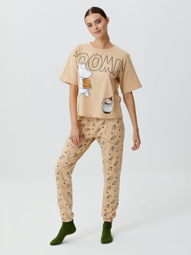 

Трикотажная пижама с принтом Moomin Муми Тролль, Бежевый