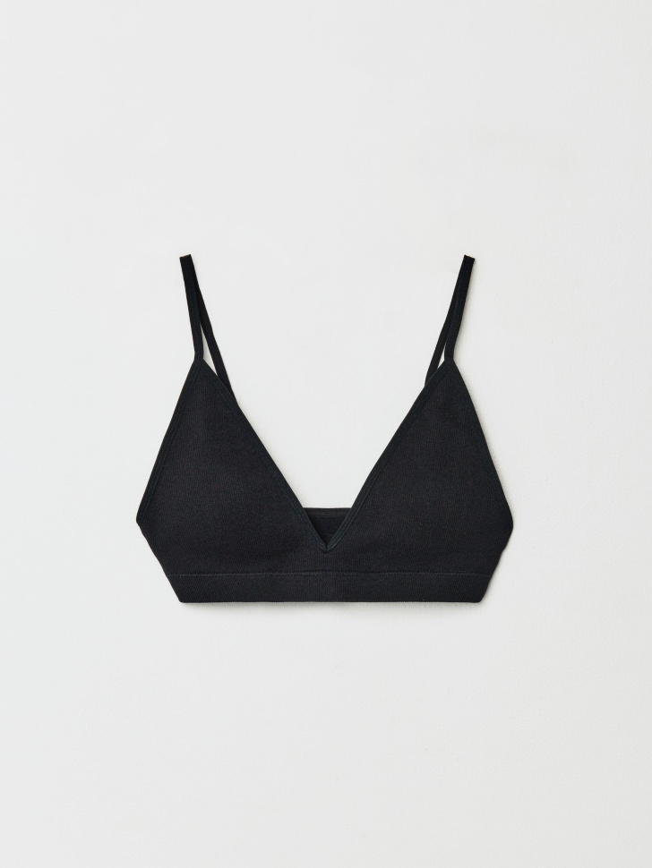 Бюстгальтер-топ SELA в рубчик, черный, арт. 33730