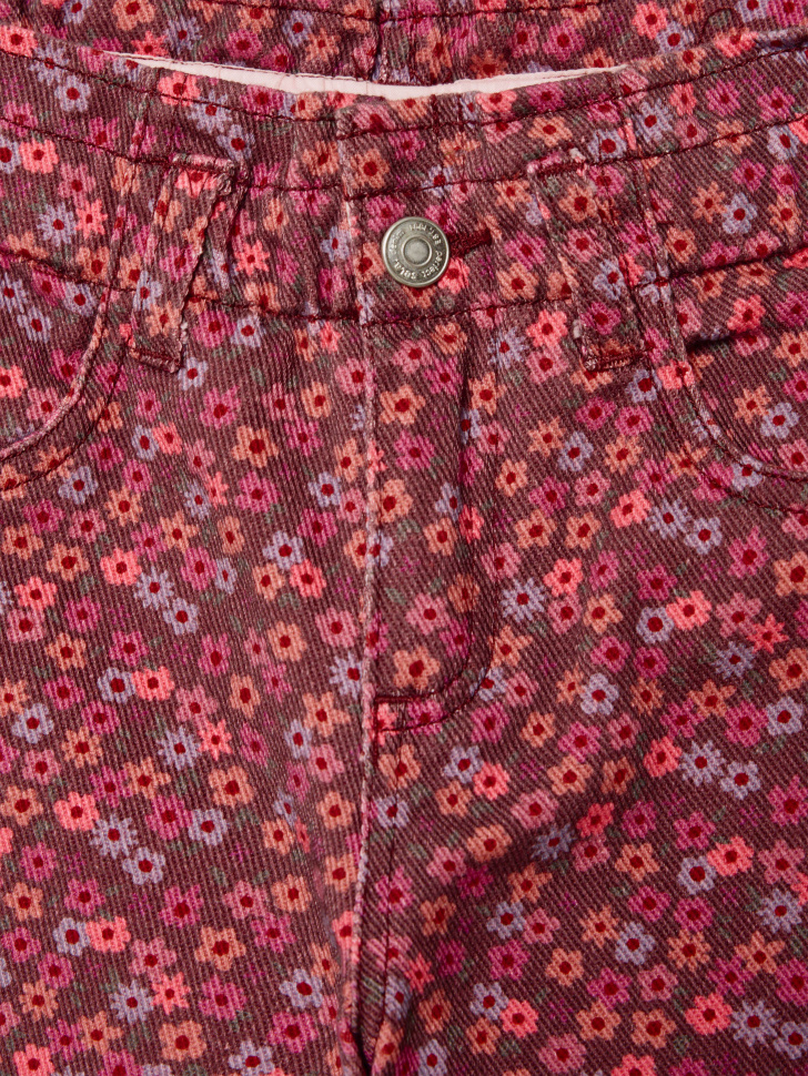 джинсы paperbag fit с принтом для девочек из хлопка спереди