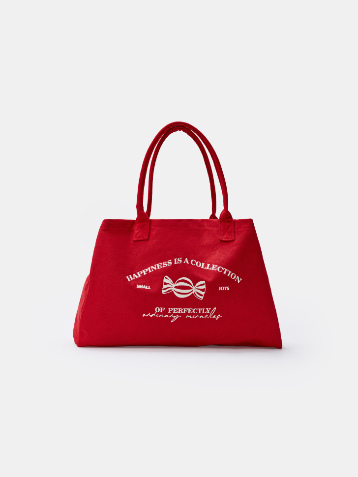 Сумка-шоппер Sela из красного канваса с принтом, красный, арт. 41817