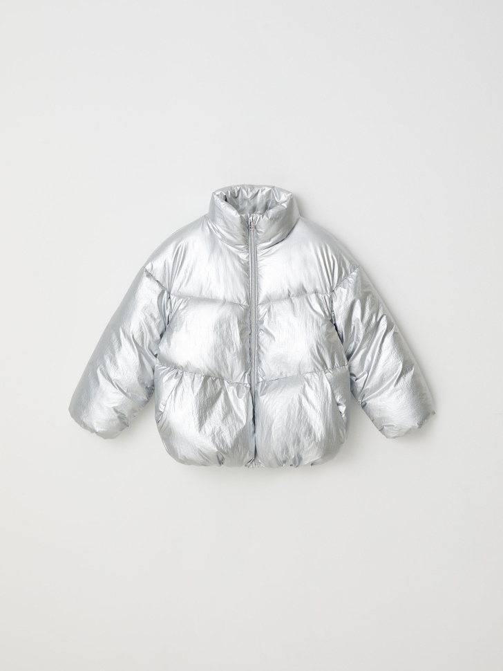 Дутая куртка «металлик» для девочек (серебро, 152/ 12-13 YEARS) от Sela
