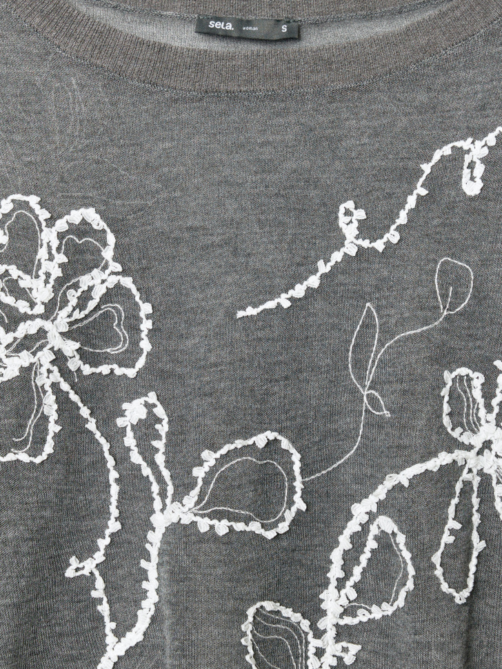 вязаный укороченный джемпер с вышивкой из вискозы спереди