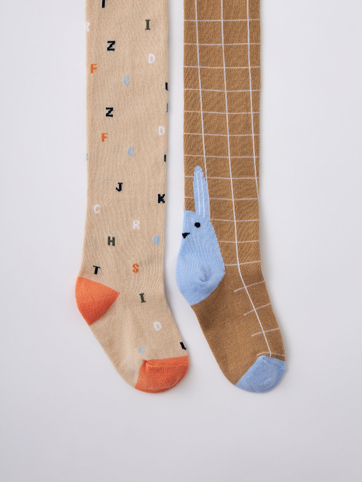 Набор колготок с принтом для девочек (принт, 92-98)