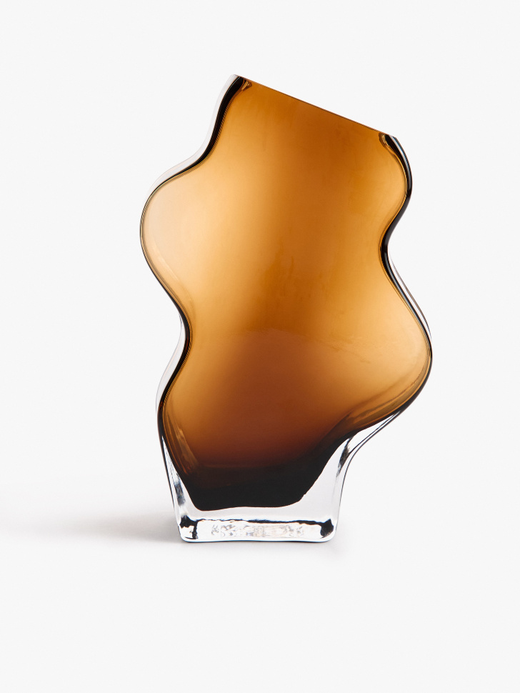 асимметричная ваза из стекла с рельефным узором 4610517712752 фотография