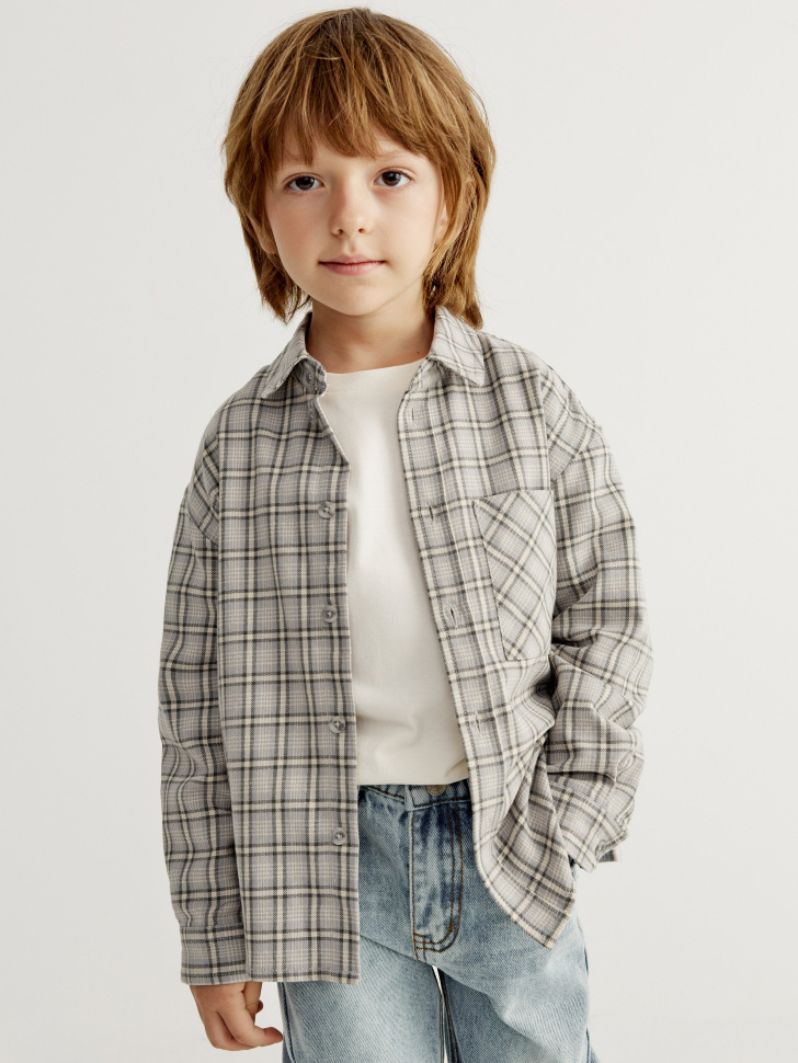 

Хлопковая рубашка в клетку для мальчиков, SL6803060501