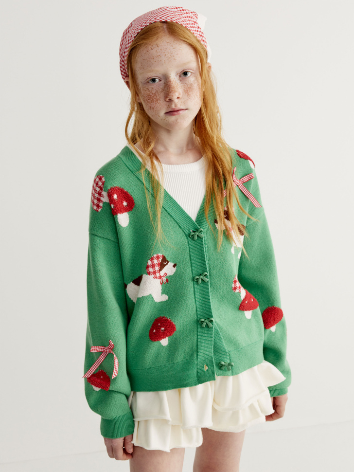 Кардиган оверсайз SELA с принтом, зеленый, арт. 52351