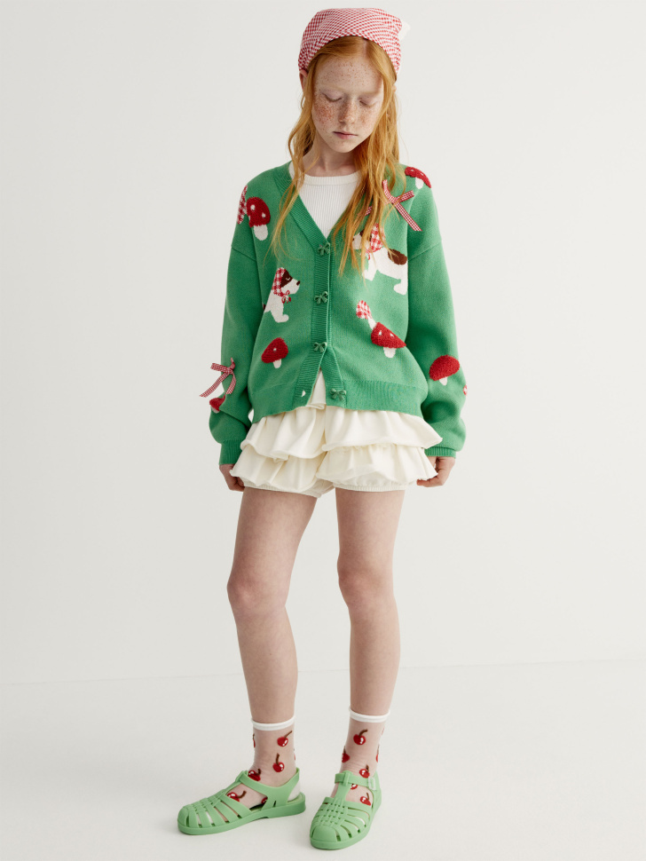 кардиган оверсайз с принтом для девочек от бренда sela вид слева