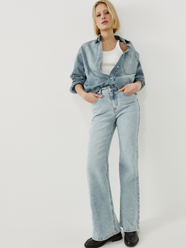 Джинсы клеш Sela со средней посадкой, голубой, арт. 43953