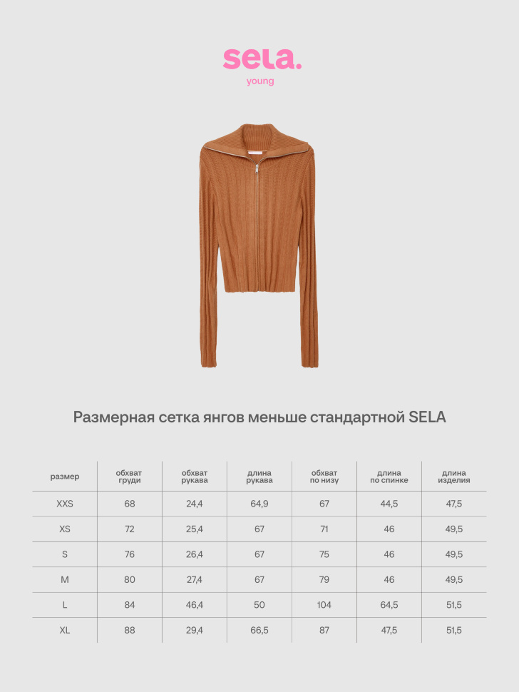 Вязаный джемпер на молнии из линейки SELA Young. Фото №5