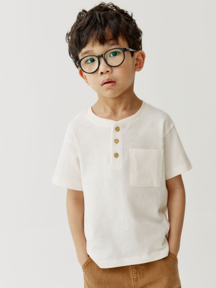 Футболка-хенли Sela на пуговицах, белый, арт. 52358