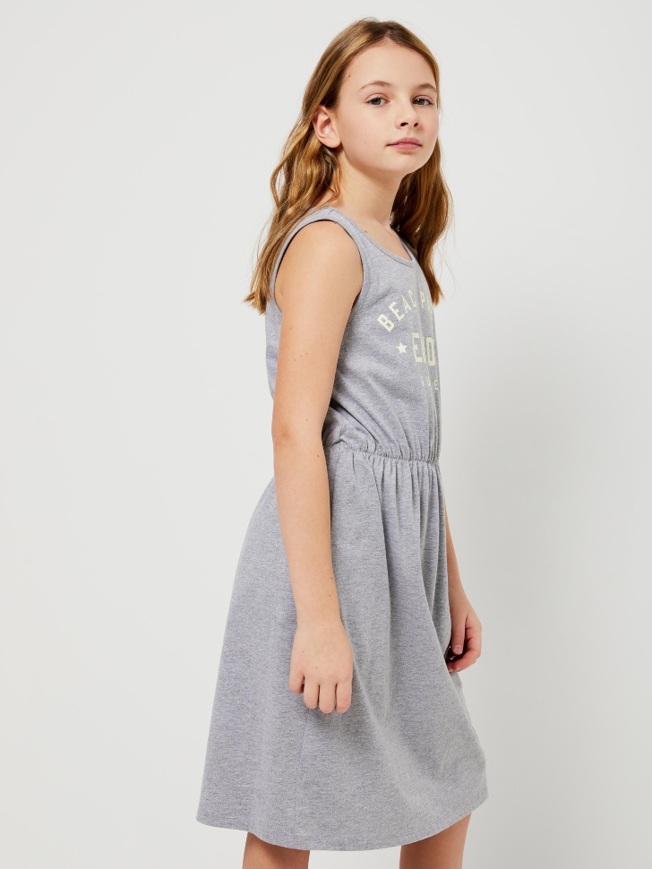 Трикотажное платье для девочек (серый, 134/ 9-10 YEARS) от Sela