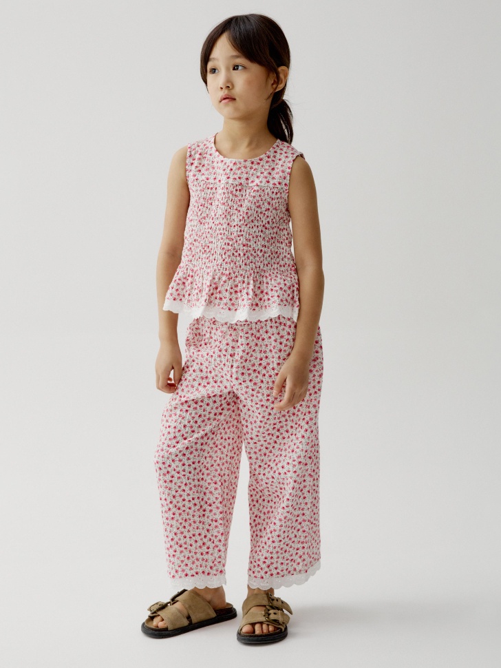 Широкие хлопковые брюки Sela с принтом, разноцветный, арт. 52653