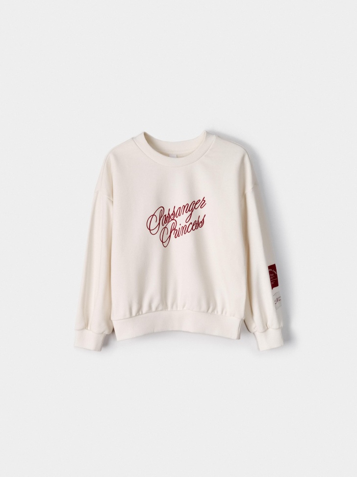 Свитшот Sela оверсайз с принтом, бежевый, арт. 54958