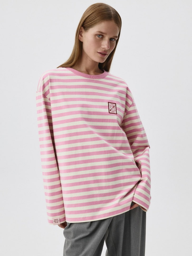 Лонгслив ANNA OVERSIZE FIT с вышивкой