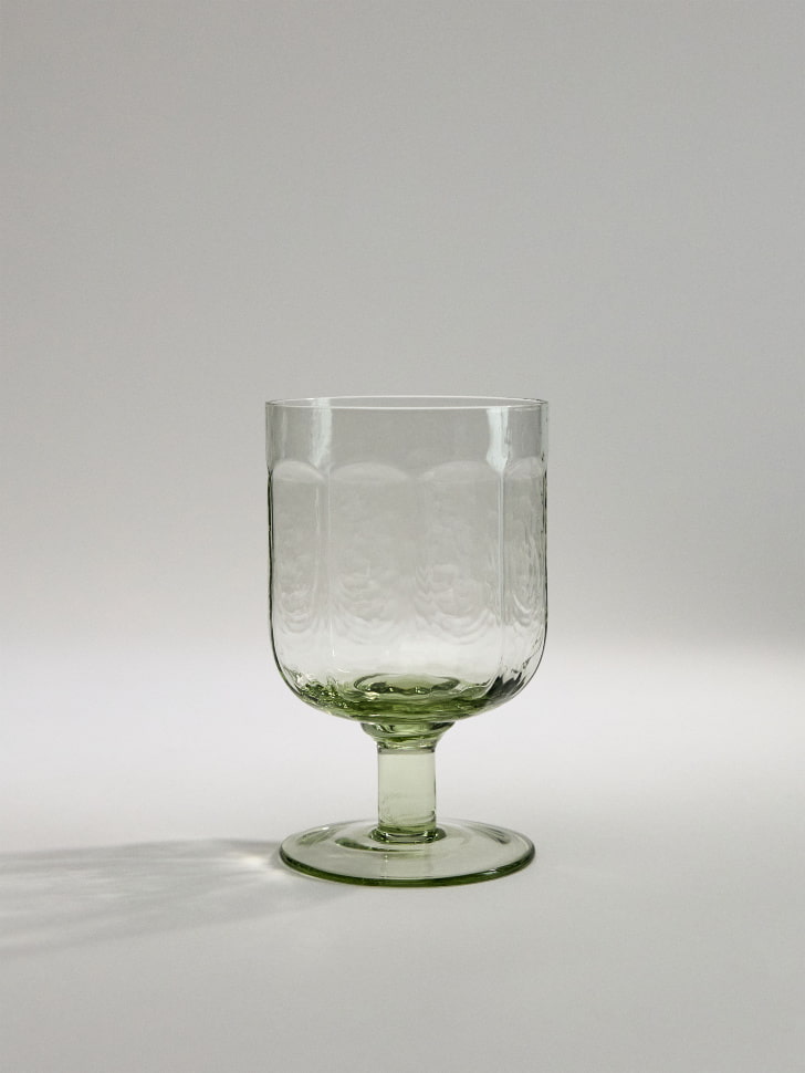Бокал из стекла с рельефным узором, зеленоватый, арт. 16913
