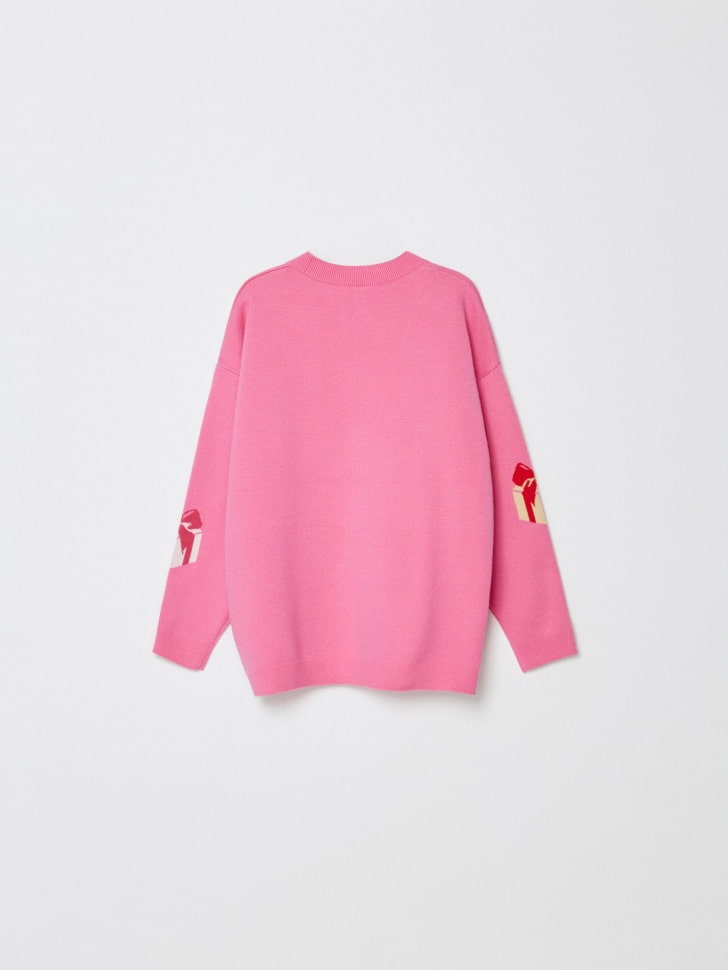 вязаный кардиган с жаккардовым принтом для девочек 4610517140869 по акции