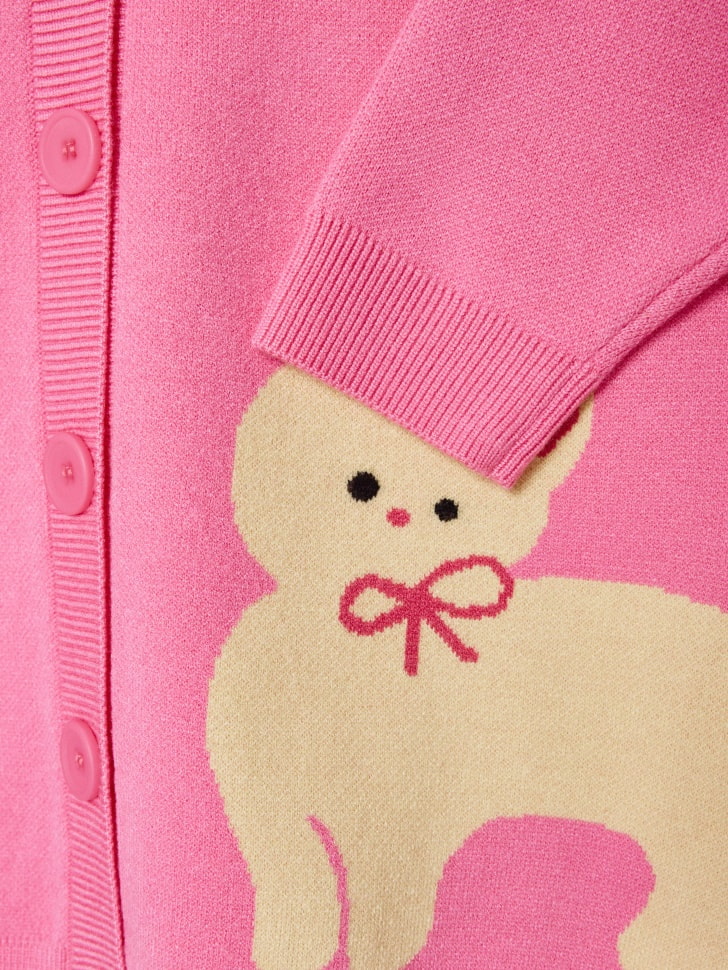 вязаный кардиган с жаккардовым принтом для девочек 4610517140869 с промокодом