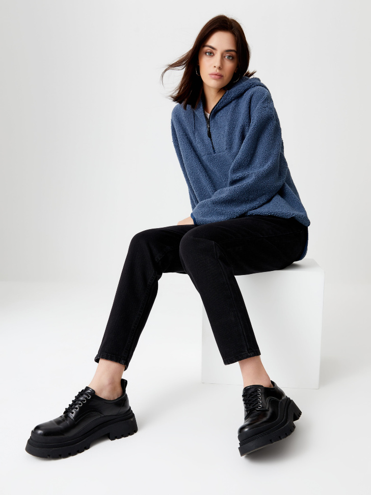 Джинсы Mom fit на резинке (черный, XL)