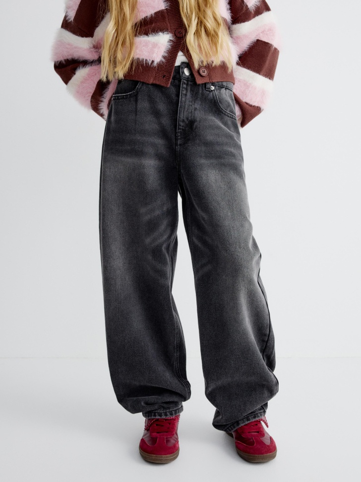 винтажные джинсы baggy fit для девочек от бренда sela вид слева