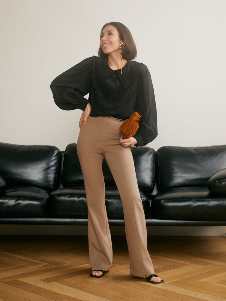Расклешенные брюки (коричневый, XL) от Sela