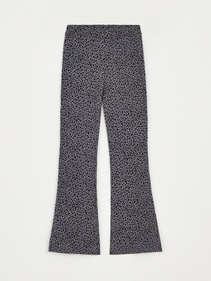 Трикотажные брюки клеш с разрезами для девочек (серый, 146)