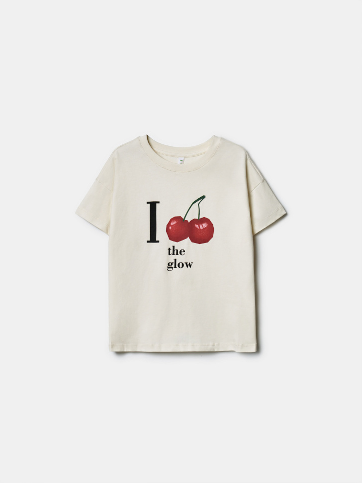 Футболка Sela с принтом для девочек, бежевый, арт. 43320