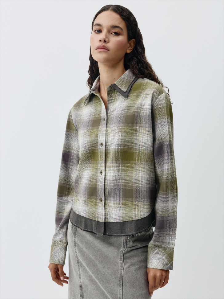 

Укороченная рубашка в клетку