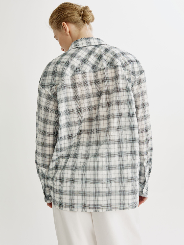 рубашка оверсайз в клетку из жатой ткани по цене 3299 руб вид справа