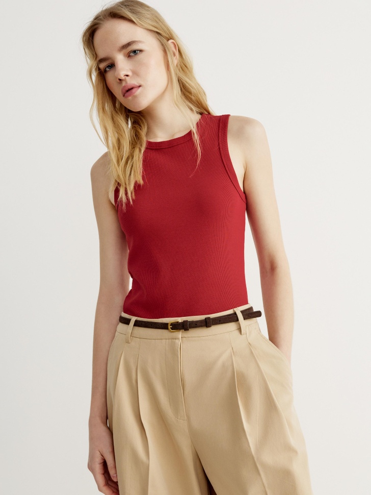 Топ Sela в рубчик, красный, арт. 45015