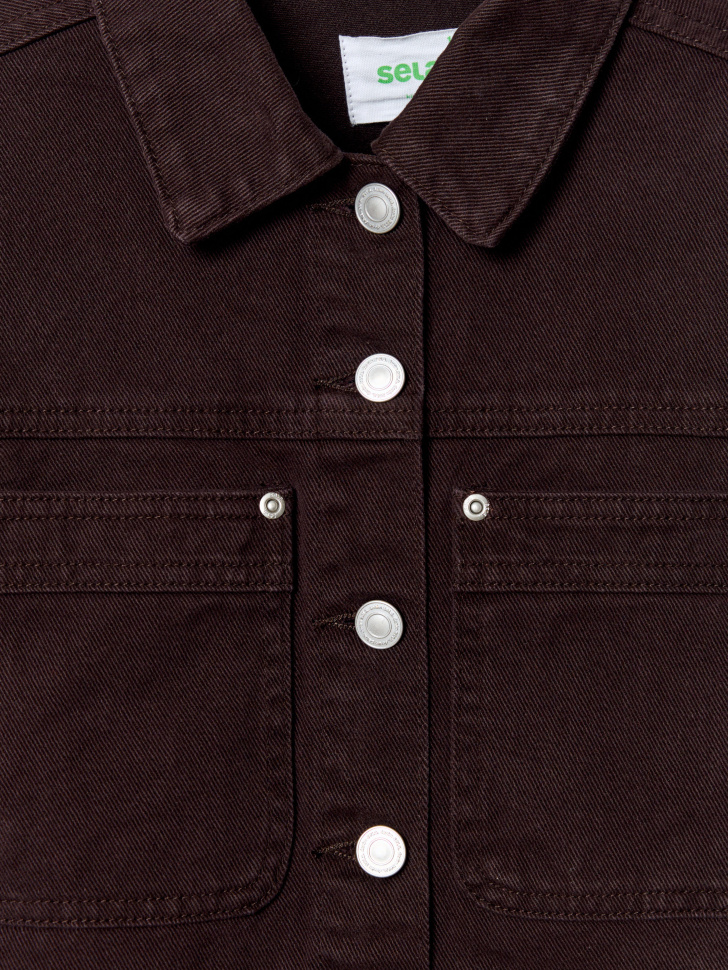 укороченная джинсовая куртка для девочек из россии вид сбоку