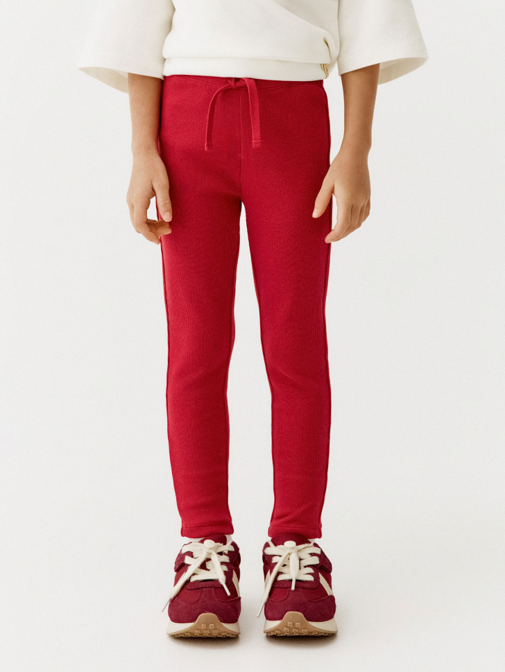 леггинсы в рубчик для девочек от бренда sela вид слева