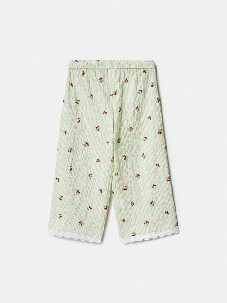 широкие хлопковые брюки с принтом для девочек по цене 1999 руб вид справа