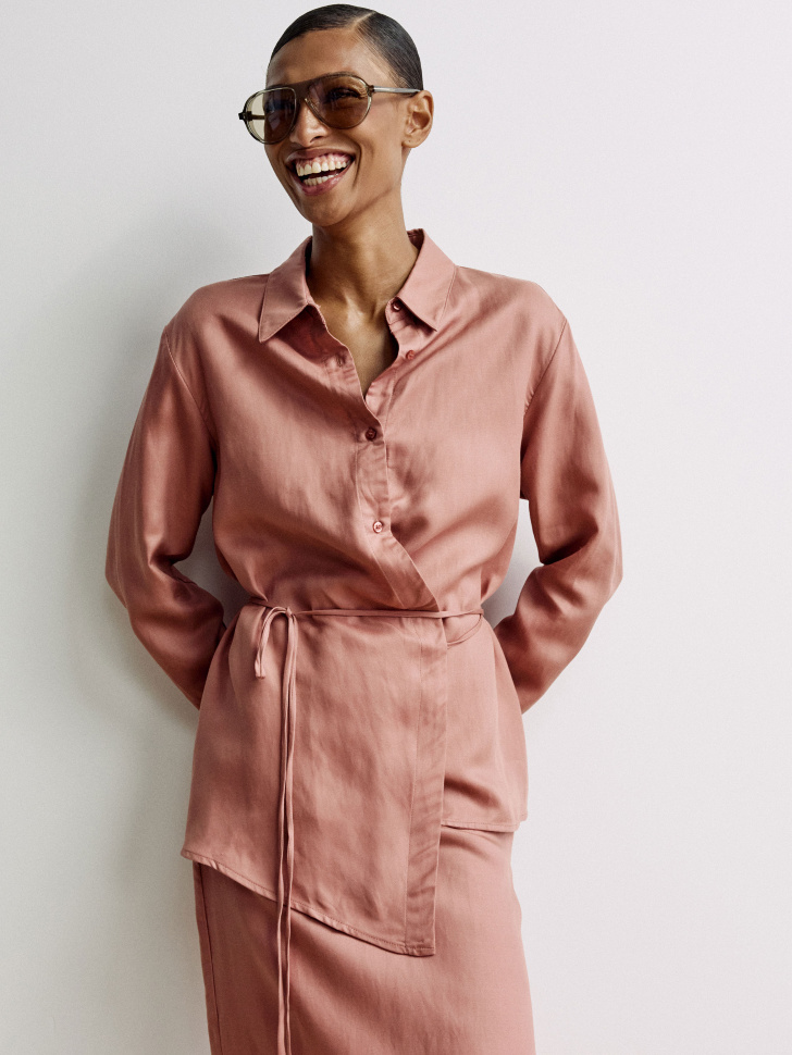 Рубашка с запахом из тенселя и льна премиум качества 5599₽